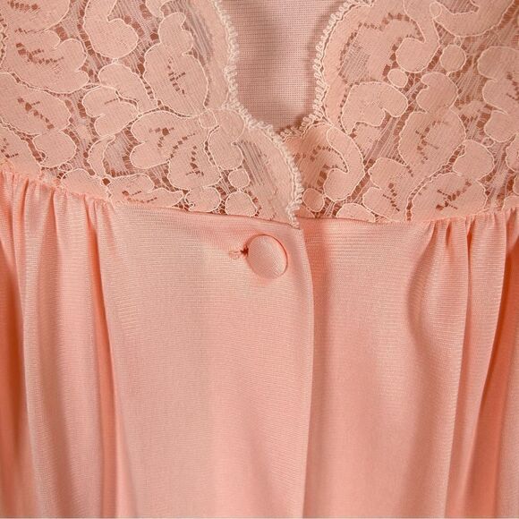 Henson Kickernick Vintage Peach Lacy Nylon Robe Hollywood Glamour 6879 Medium - Picture 4 of 8